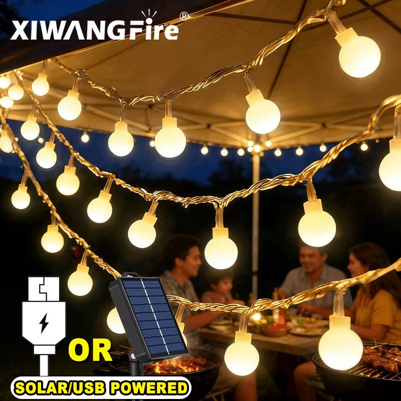 String Light Outdoor - 3-10M Güneş Enerjili/USB/Pil ile Çalışan Işık