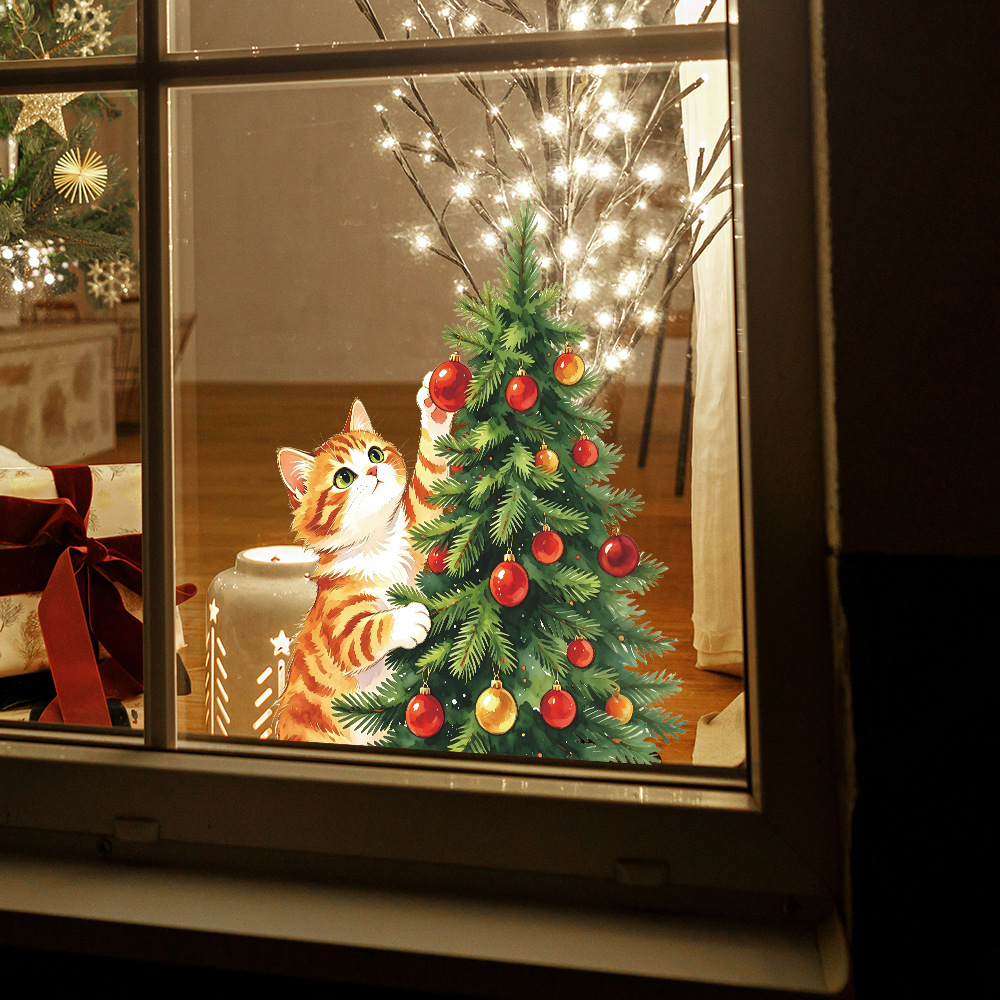 Wall Decor Lighting Tree - Çizgi Film Desenli, Boyalı Kedi Figürlü,