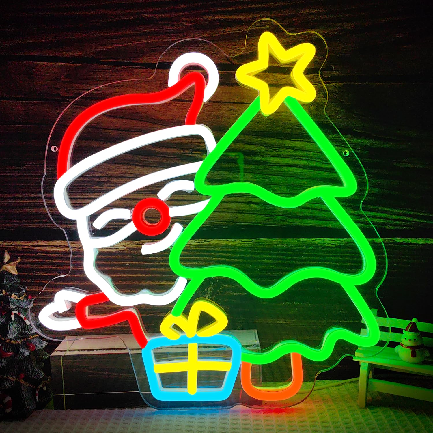Wall Decor Lighting Tree - Duvar Dekoru için Noel Baba Neon