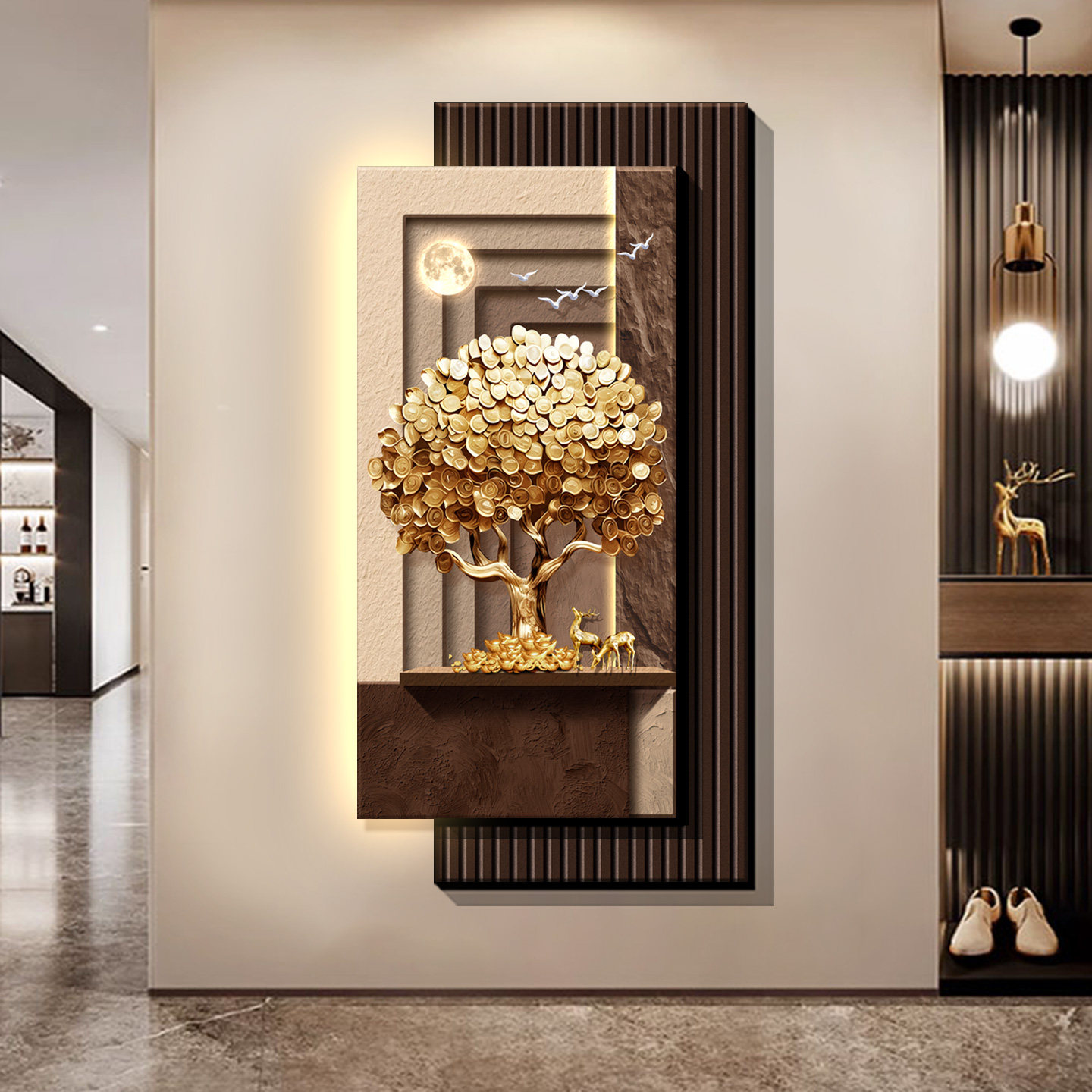 Wall Decor Lighting Tree - Girişte dekoratif tablolar, para getiren ağaçlar