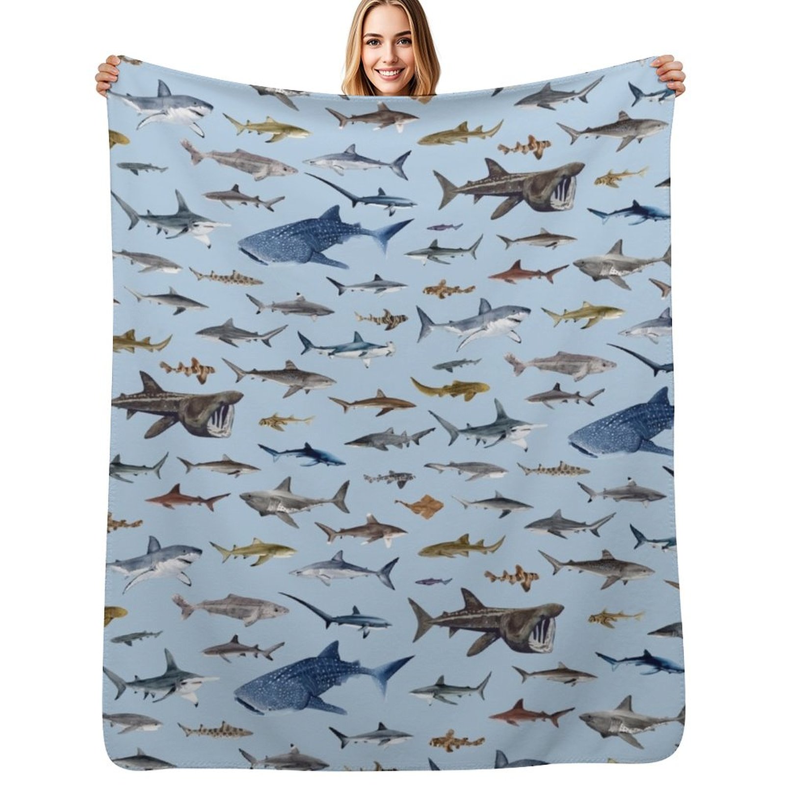Lighting Home Decor Ideas - SHARKS posteri - açık mavi renkli,
