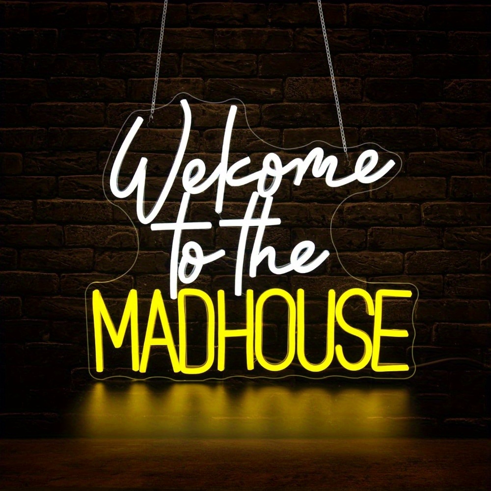 Lighting Home Decor Ideas - Madhouse'ya Hoş Geldiniz Neon Tabela Komik