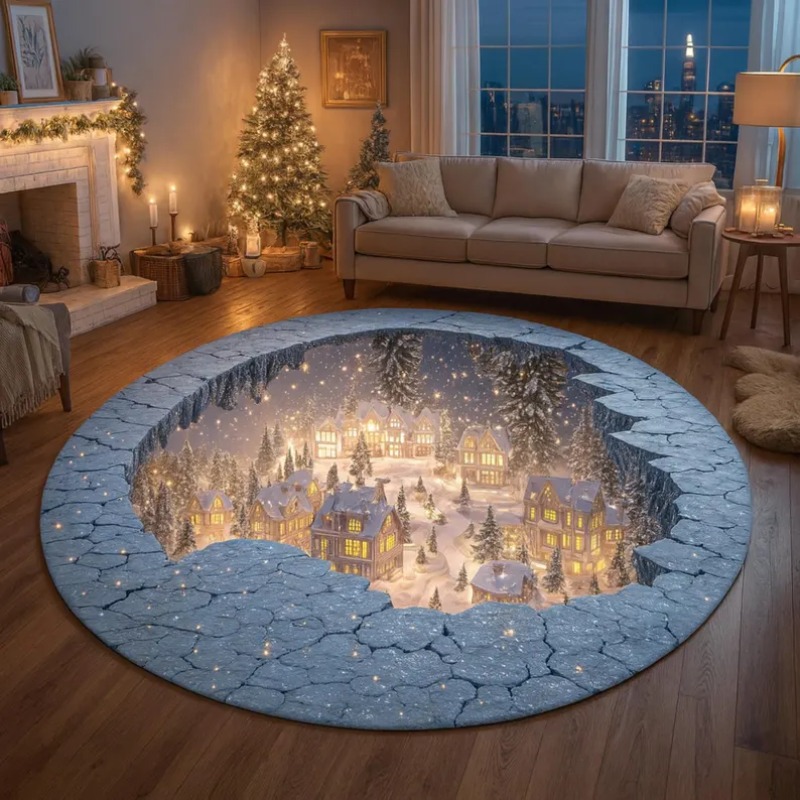 3D Noel Köyü Halısı Kış Karlı  - Bathroom Lighting Decor Ideas incelemesi ve fiyatı
